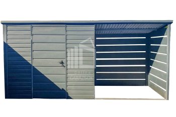 Kerti Fészer 2,5x1,5m + Oldaltető 2,2m - ajtó - antracit - tető hátra lejtő ID644