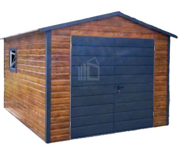 Kerti Fészer 3m x 5m - Kétszárnyú Kapu - bukóablak - fahatású - világos dió - antracit - nyeregtető ID392