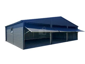 Lemezgarázs 9m x 6m - 3x billenőkapu - ablak - csatorna - antracit - nyeregtető ID405