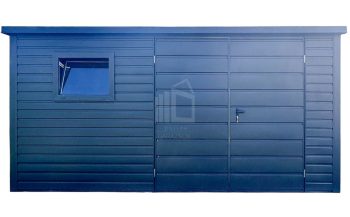 Kerti Fészer 4,5x2m - Kétszárnyú Kapu - ablak - sötét grafit - matt antracit - tető hátra lejtő ID1075