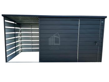 Kerti Fészer 3x2m + oldaltető 1,5x2m - ablak - ajtó - antracit - tető hátra lejtő ID436