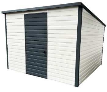 Kerti Fészer 4x3m - ajtó - csatorna - fehér - antracit - csatorna - tető hátra lejtő ID439