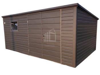 Kerti Fészer 4,5x3m - Kétszárnyú Kapu - ablak - Antracit - tető hátra lejtő ID539