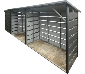 fáskamra 5x1m - Kukatároló - antracit - tető hátra lejtő - válaszfalak ID1161