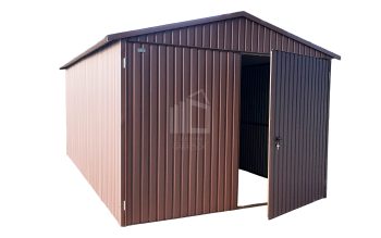 lemezgarázs 3m x 5m - nyeregtetős - sötétbarna ID84