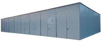 Lemezelt csarnok 24x8m - 8x Kétszárnyú Kapu - fehér - tető hátra lejtő ID1102