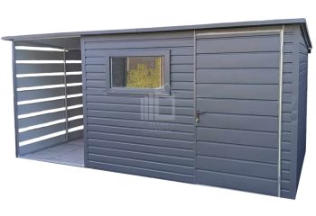 Kerti Fészer 3x2,5m + oldaltető 1,5m - ajtó - ablak - antracit - tető hátra lejtő ID760