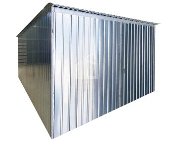 lemezgarázs 3x5m - Kétszárnyú Kapu - horganyzott - tető hátra lejtő ID1088