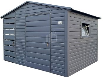Kerti Fészer 2x2m - ajtó - sötét grafit - matt antracit - nyeregtető ID991