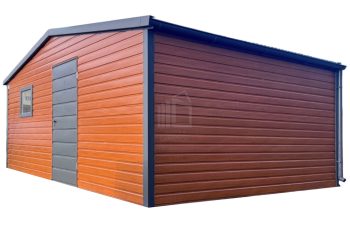 Kerti Fészer 6x4,5m - ajtó - ablak - csatorna - aranytölgy - fahatású - nyeregtető - csatorna ID1078