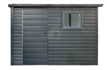 Kerti Fészer 3,5x1,2m - 2x ajtó - okno - sötét grafit - matt antracit - tető Előre lejtő - csatorna ID1049