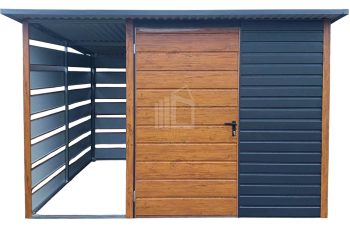 Kerti Fészer 2x2m + oldaltető 1m - ajtó - bukóablak - antracit - tető hátra lejtő ID895