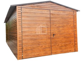 Lemezgarázs 3,4m x 7m - billenőkapu - világos dió - fahatású - nyeregtető ID160
