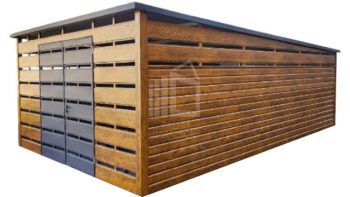 Kukatároló - fészer 4x6m - Kétszárnyú Kapu - világos dió - antracit - tető hátra lejtő ID912
