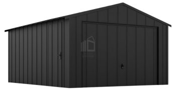 lemezgarázs 4x5m - billenőkapu - ajtó - korcolt lemez - nyeregtető ID1003