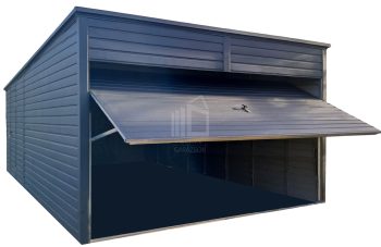 lemezgarázs 3,5x7m - billenőkapu - ajtó - antracit - tető hátra lejtő ID977