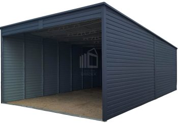 Lemezgarázs - Kocsibeálló 6x8m - antracit - tető hátra lejtő ID976