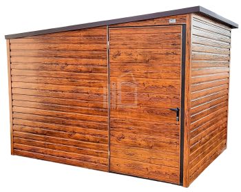 fészer - Kerti Fészer 3m x 2,5m - ajtó - világos dió - tető oldalra lejtő ID151