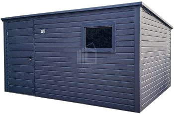 Kerti Fészer 3,5x2,5m - ajtó - bukóablak - antracit - tető hátra lejtő ID970