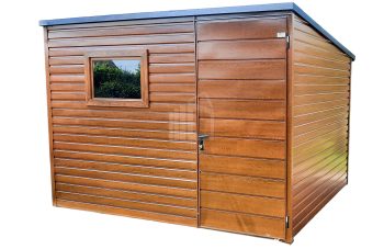 Fészer - Kerti Fészer 3m x 2m - ablak - ajtó - fahatású - aranytölgy tető hátra lejtő ID154
