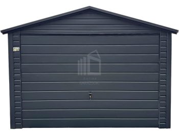 lemezgarázs 3,5x6m - billenőkapu - antracit - tető nyeregtető ID887