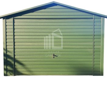 lemezgarázs 3,5x6m - billenőkapu - zöld - tető nyeregtető ID641
