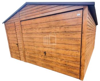 Lemezgarázs 4,5x5,5m - billenőkapu - ajtó - világos dió - nyeregtető ID88