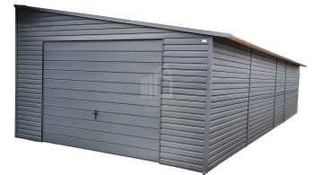 Lemezgarázs 5m x 8m - billenőkapu - ajtó - antracit - oldalra lejtő ID165