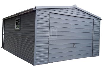 Lemezgarázs 5m x 6m - billenőkapu - ajtó - 2x bukóablak - antracit - nyeregtető ID164