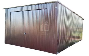 Lemezgarázs 4m x 6m - billenőkapu - sötétbarna - hátra lejtő ID145
