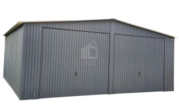 LEMEZGARÁZS 7m x 7m - 2x billenőkapu - antracit - nyeregtető ID170