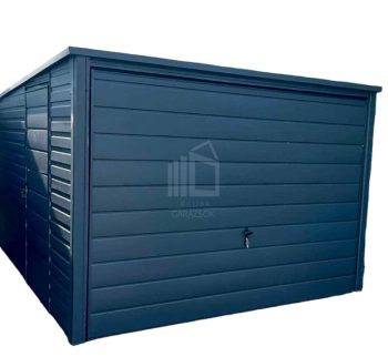 Lemezgarázs 3m x 5m - billenőkapu - ajtó - antracit - tető hátra lejtő ID404