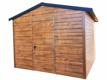 Kerti fészer 3m x 3m - ajtó - fahatású - sötét dió - nyeregtető ID212