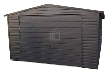 Lemezgarázs 4m x 6m - Billenőkapu - Antracit - nyeregtető ID215