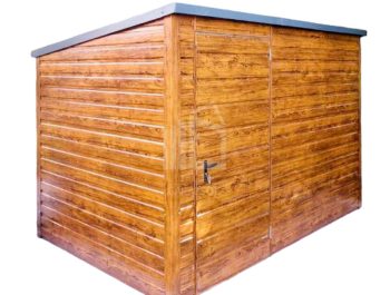 Kerti Fészer 2x1,5m - ajtó - fahatású - világos dió - tető hátra lejtő ID276