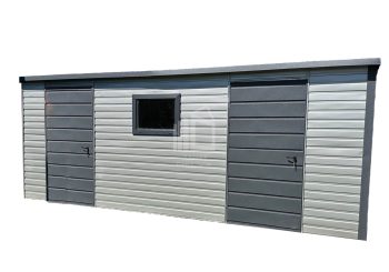Kerti Fészer 6x2m - 2x ajtó - ablak - Ezüst + antracit - tető hátra lejtő ID282