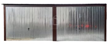 lemezgarázs 6m x 6m - billenőkapu - horganyzott - tető hátra lejtő ID397