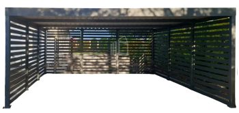 CarPort PREMIUM - Kocsibeálló 6x6 - sötét grafit - matt antracit - beépített ID1062