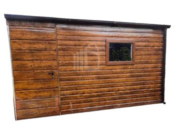 Kerti Fészer 4m x 3m - ajtó - 2x ablak - csatorna - fahatású - tető előre lejtő ID257