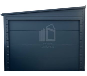 lemezgarázs 4x6m - Szekcionált Kapu - antracit - tető oldalra lejtő ID768