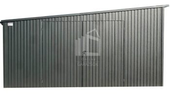 lemezgarázs 6x3m - Kétszárnyú Kapu - antracit - csatorna - tető oldalra lejtő ID765